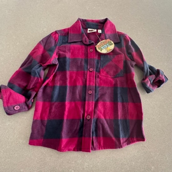 NWT-Girl's 4T Flannel Shirt Pink and Purple - Picture 1 of 4